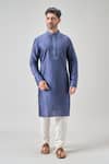 Arihant Rai Sinha_Blue Silk, Cotton Pintux Kurta Set _at_Aza_Fashions
