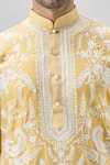 Samyukta Singhania_Yellow Polyester, Chanderi Embroidery Floral Thread Kurta Set _Online_at_Aza_Fashions