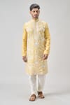 Buy_Samyukta Singhania_Yellow Polyester, Chanderi Embroidery Floral Thread Kurta Set _Online_at_Aza_Fashions