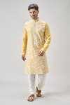 Shop_Samyukta Singhania_Yellow Polyester, Chanderi Embroidery Floral Thread Kurta Set _Online_at_Aza_Fashions