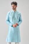 Buy_Arihant Rai Sinha_Blue Polyester, Chanderi Mirrors Paisley Thread Embroidered Kurta Set _Online_at_Aza_Fashions