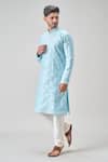 Arihant Rai Sinha Blue Polyester, Chanderi Embroidery Floral Thread Kurta Set at Aza Fashions Arihant Rai Sinha_Blue Polyester, Chanderi Embroidery Floral Thread Kurta Set _at_Aza_Fashions