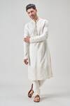 Arihant Rai Sinha Cream Polyester, Chanderi Silk Embroidery Kurta Set at Aza Fashions Arihant Rai Sinha_Cream Polyester, Chanderi Silk Embroidery Kurta Set _at_Aza_Fashions