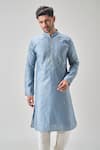Buy_Arihant Rai Sinha_Gray Polyester, Chanderi Mirrors Embroidered Kurta Set _Online_at_Aza_Fashions