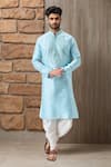 Buy_Arihant Rai Sinha_Blue Silk, Silk, Embroidery Firoji Mirror Kurta Set _at_Aza_Fashions