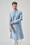 Buy_Arihant Rai Sinha_Blue Polyester Mirrors, Embroidery Kurta Set _Online_at_Aza_Fashions