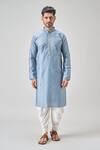 Shop_Arihant Rai Sinha_Blue Polyester Mirrors, Embroidery Kurta Set _Online_at_Aza_Fashions