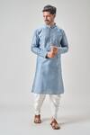 Arihant Rai Sinha_Blue Polyester Mirrors, Embroidery Kurta Set _at_Aza_Fashions