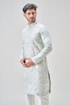 Arihant Rai Sinha_Green Silk Embroidery Floral Aari Kurta Set _at_Aza_Fashions