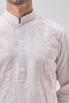 Buy_Arihant Rai Sinha_Pink Polyester, Chanderi Embroidery Botanic Tonal Kurta Set _Online_at_Aza_Fashions