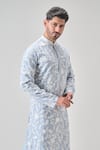 Arihant Rai Sinha_Gray Polyester, Silk Embroidery Floral Aari Kurta Set _Online_at_Aza_Fashions