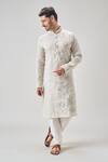 Buy_Samyukta Singhania_Gray Linen, Cotton Embroidery Floral Kurta Set 