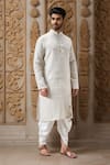 Buy_Arihant Rai Sinha_Gray Linen, Cotton Embroidery Floral Applique Kurta And Patiala Set _at_Aza_Fashions