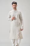 Buy_Arihant Rai Sinha_Gray Linen, Cotton Embroidery Floral Applique Kurta And Patiala Set _Online_at_Aza_Fashions
