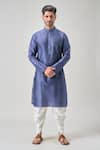 Buy_Arihant Rai Sinha_Blue Silk, Cotton Embroidery Pintucked Kurta Set 
