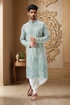 Buy_Arihant Rai Sinha_Green Linen, Cotton Mirrors, Embroidery Floral Kurta And Patiala Set _at_Aza_Fashions