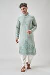 Buy_Arihant Rai Sinha_Green Linen, Cotton Mirrors, Embroidery Floral Kurta And Patiala Set _Online_at_Aza_Fashions