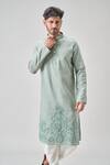 Buy_Arihant Rai Sinha_Green Linen, Cotton Mirrors, Embroidery Floral Kurta And Patiala Set 