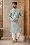 Buy_Arihant Rai Sinha_Green Linen, Cotton Embroidery Floral Kurta Set _at_Aza_Fashions