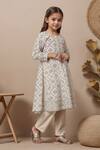 Petite Pomme_Off White Cotton Printed Kurta And Trouser Set_Online_at_Aza_Fashions