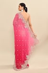 Shop_Kalighata_Pink Organza Embroidery Floral Flower Saree With Unstitched Blouse Piece _at_Aza_Fashions