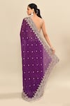 Shop_Kalighata_Purple Organza Embroidery Floral Hand Saree With Unstitched Blouse Piece _at_Aza_Fashions