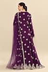 Shop_Kalighata_Purple Chanderi Embroidery Floral Notched Neck Gulab Hand Anarkali With Dupatta _at_Aza_Fashions