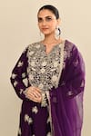 Kalighata_Purple Chanderi Embroidery Floral Notched Neck Gulab Hand Anarkali With Dupatta _at_Aza_Fashions