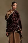 Weaver Story_Brown Sequins, Embroidery Floral Hand Dushala _Online_at_Aza_Fashions