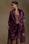 Weaver Story_Purple Hand Embroidered Floral Dushala _Online_at_Aza_Fashions
