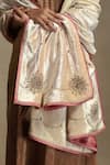 Buy_Weaver Story_Off White Embroidery Geometric Floral Hand Dushala _Online_at_Aza_Fashions