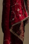 Shop_Weaver Story_Red Embroidery Floral Vine Hand Dushala _Online_at_Aza_Fashions