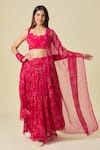 Samyukta Singhania_Pink Chiffon Printed Floral Scallop Barbados Lehenga Set _Online_at_Aza_Fashions