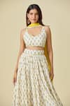 Buy_Samyukta Singhania_White Blouse And Lehenga Cotton Printed Floral Leaf Sunstruck Set _Online_at_Aza_Fashions