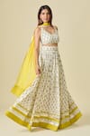 Buy_Samyukta Singhania_White Blouse And Lehenga Cotton Printed Floral Leaf Sunstruck Set 