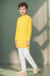 Shop_Petite Pomme_Yellow Cotton Sequins, Embroidery Kurta Set With Churidar _at_Aza_Fashions