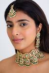 Shop_Zevar King_Green Pearls Polki Kundan And Choker Set _at_Aza_Fashions