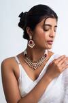 Buy_Zevar King_Red Pearls, Stones Kundan Teardrop Bloom Choker Set _at_Aza_Fashions
