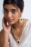 Buy_Zevar King_Green Pearls, Stones, Zari Kundan And Long Necklace Set _at_Aza_Fashions