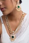 Shop_Zevar King_Green Pearls, Stones, Zari Kundan And Long Necklace Set _at_Aza_Fashions