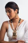 Buy_Zevar King_Multi Color Pearls, Zari Kundan Long Temple Jewellery Set _at_Aza_Fashions