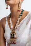 Zevar King_Multi Color Pearls, Zari Kundan Long Temple Jewellery Set _Online_at_Aza_Fashions