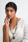 Buy_Zevar King_Green Antique Gold Plated Long Necklace _at_Aza_Fashions