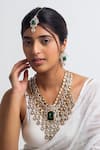 Buy_Zevar King_Green Stones Gold Plated Vine Necklace Set _at_Aza_Fashions