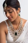 Shop_Zevar King_Green Stones Gold Plated Vine Necklace Set _at_Aza_Fashions