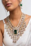 Zevar King_Green Stones Gold Plated Vine Necklace Set _Online_at_Aza_Fashions