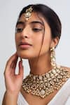 Buy_Zevar King_Green Stones Crest Kundan Vine Necklace Set _at_Aza_Fashions