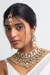 Shop_Zevar King_Green Stones Crest Kundan Vine Necklace Set _at_Aza_Fashions