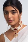 Buy_Zevar King_Red Pearls, Stones Floral Crest Choker Set _at_Aza_Fashions
