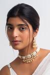 Buy_Zevar King_Blue Pearls, Stones Crest Polki Kundan And Choker Set _at_Aza_Fashions